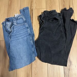 Women's Hollister Blue and Black Mom Jeans